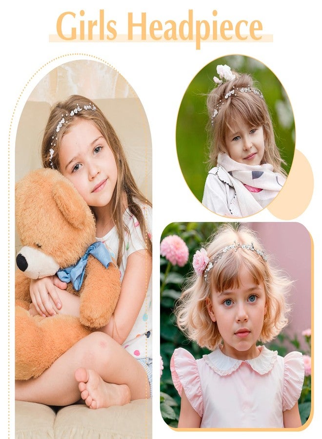 MBAIYO 2Pcs Flower Girl Hair Accessory, Pearl Flower Girl Headpiece Adjustable Wedding Headband Head Crown for Women Girls Wedding Birthday Party First Communion - Image 3